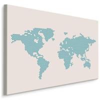 Schilderij - De Wereld in Pixels, Wereldkaart, Premium Print - thumbnail