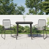 3-delige Tuinset PVC-rattan zwart - thumbnail