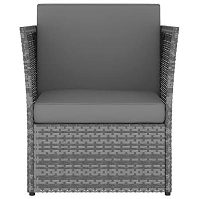 Tuinstoel met voetenbank poly rattan antracietkleurig
