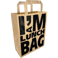 Tas | I'M a LUNCH bag | Papier | platte handgreep | 22x 10x28cm | draagtas | bruin | 250 stuks - thumbnail