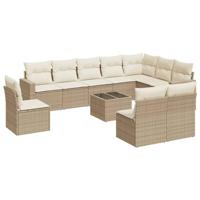 11-delige Tuinset met kussens poly rattan beige - thumbnail
