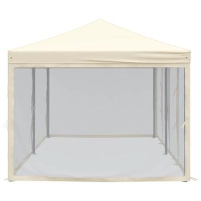 Partytent inklapbaar met zijwanden 3x6 m crèmekleurig - thumbnail