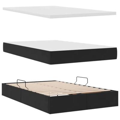 Opslag bed met matras met hoofdeinde Zwart 120 x 200 cm Fluweel