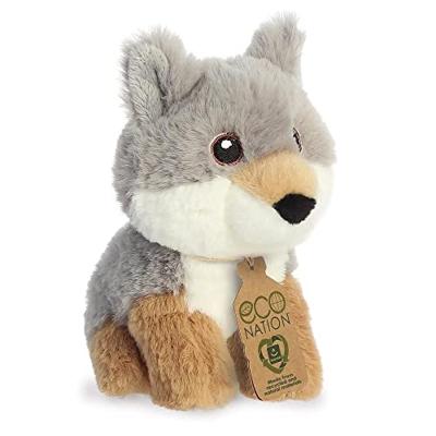 Eco Nation Pluchen knuffel - mini - wolf - 13 cm