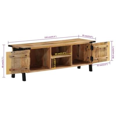 Tv-meubel 110x35x40 cm massief mangohout