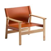 Kave Home Jan fauteuil leder Lichtbruin essenhout - thumbnail