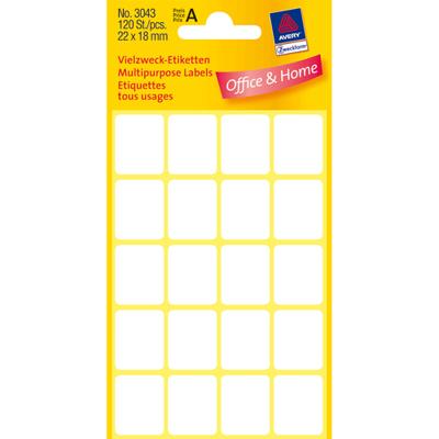 Etiket avery 3043 22x18mm wit 120st | 10 stuks