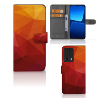 Book Case voor Xiaomi 13 Lite Polygon Red | Portemonnee hoesje - thumbnail
