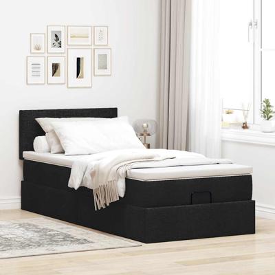 Ottoman bed met matras 200x200 cm stof zwart