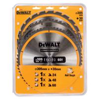 DeWALT DT1964 Cirkelzaagbladen Set 305mm (1X 24T 1X 48T 1X 60T) - thumbnail