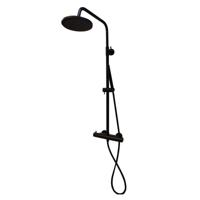 Regendouche Opbouwset Amon Round Thermostatisch 25 cm Zwart Aqua Splash - thumbnail