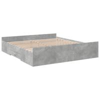 Bedframe met lades bewerkt hout betongrijs 180x200 cm - thumbnail