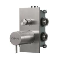 Inbouwkraan Qisani Flow Thermostatisch 2-weg Vierkant Geborsteld RVS - thumbnail