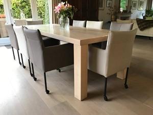 Set van 8 leren kuip eetkamerstoelen - met wieltjes - verschillende kleuren leer - Echt leer, Modern, ontdek de vele Leersoorten en Kleuren bij ShopX