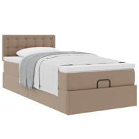 Ottomaanse bed met matras 80x200cm kunstleer cappuccinokleurig - thumbnail