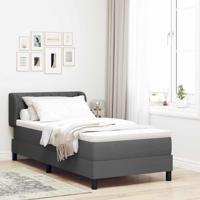 Boxspringbed met matras stof donkergrijs 100x200 cm - thumbnail