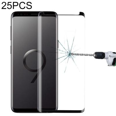 25 stuks voor Galaxy S9 9H oppervlakte hardheid 3D gebogen rand anti-kras niet-full screen HD gehard glas screen protector (zwart)