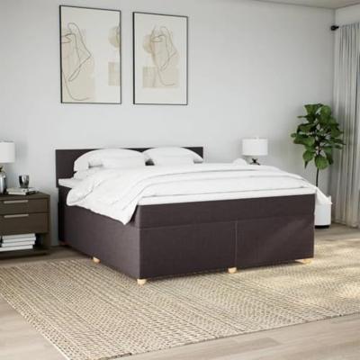 Boxspring met matras stof donkerbruin 180x200 cm