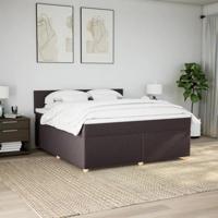Boxspring met matras stof donkerbruin 180x200 cm - thumbnail