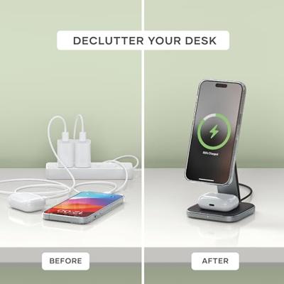 Satechi 2-in-1 inklapbaar Qi2 draadloze oplaad stand - Space Gray