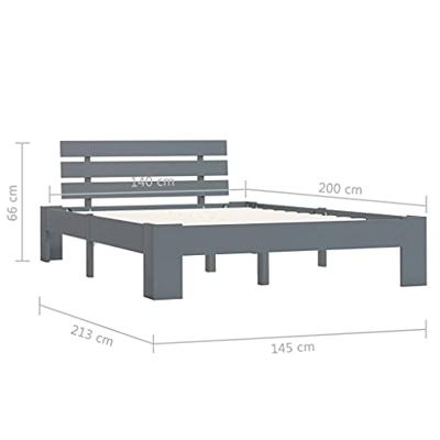 VidaXL Bedframe massief grenenhout grijs 140x200 cm VidaXL Bedframe massief grenenhout grijs 140x200 cm
