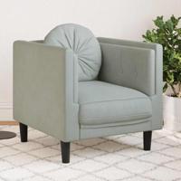 Fauteuil met kussen fluweel lichtgrijs - thumbnail