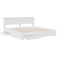Bedframe met hoofdeinde met lade Wit 200 x 200 cm Bewerkt hout - thumbnail