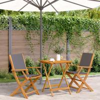3-delige Bistroset stof en massief hout antracietkleurig - thumbnail