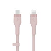 Belkin BoostCharge Flex siliconen USB Type C/Lightning-kabel (2 m), MFi-gecertificeerde 20 W PD Power Delivery-snellaadkabel voor iPhone 14/14 Plus, 13, 12, Pro, Max, mini, SE, iPad en meer – Roze - thumbnail