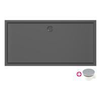 Douchebak Xenz Mariana | 170x80x4 cm | Incl.Afvoersifon-Chroom | Acryl | Rechthoekig | Zwart mat - thumbnail