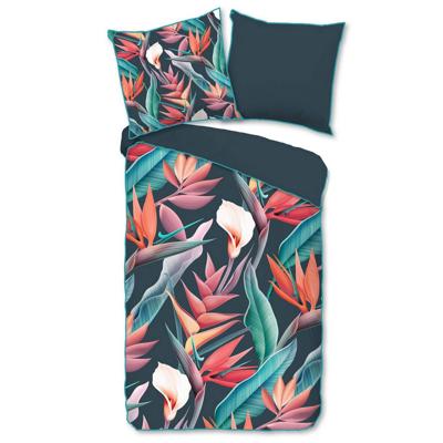 Descanso Dekbedovertrek "bloemen en bladeren" - Multi - (140x200/220 cm) - Biologisch Katoen satijn