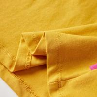 Kindershirt met lange mouwen regenboogprint 128 okerkleurig - thumbnail