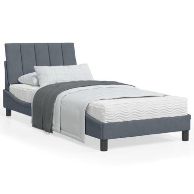 Bed met matras fluweel donkergrijs 90x200 cm - thumbnail