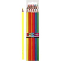 Colortime kleurpotloden, l: 17,45 cm, vulling 3 mm, neon kleuren, 6 stuk/ 1 doos - thumbnail