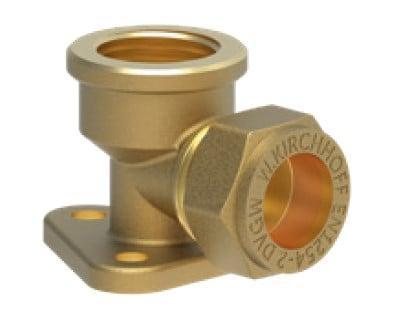 Kirchhoff Messing hoek muurplaat, blank, 15 mm x 1/2"IT, klemfitting voor koperen buis - 989458217