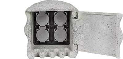 Heitronic 37505 Buitenstopcontact 4-voudig Grijs Steenlook