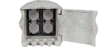 Heitronic 37505 Buitenstopcontact 4-voudig Grijs Steenlook - thumbnail