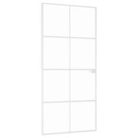 VidaXL Binnendeur 93x201,5 cm gehard glas en aluminium smal wit - thumbnail