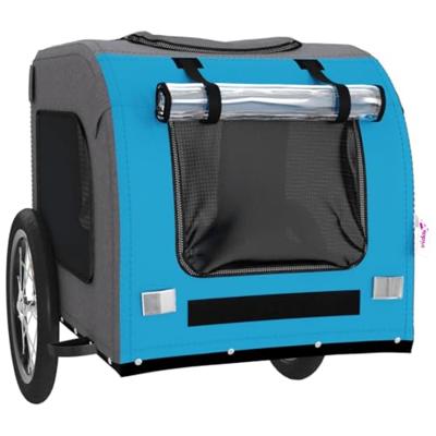 Hondenfietstrailer oxford stof en ijzer blauw en grijs - thumbnail