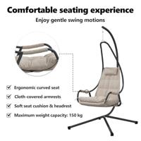 VidaXL Hangende ei-stoel taupe 94 x 107 x 196,5 cm staal - thumbnail