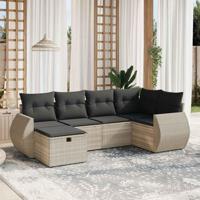 6-delige Loungeset met kussens poly rattan lichtgrijs - thumbnail