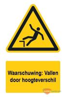 Waarschuwingsbord / sticker vallen door hoogteverschil met tekst - A4 - thumbnail
