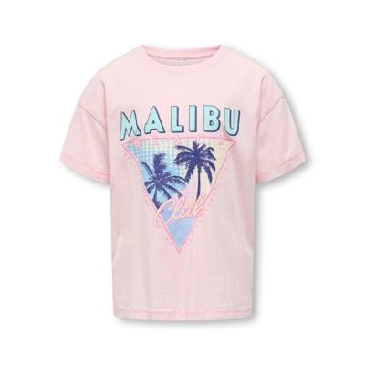 Kids ONLY zomer t-shirt S/S meisjes - loose fit, print - roze - Kogruth Kids ONLY zomer t-shirt S/S meisjes - loose fit, print - roze - Kogruth