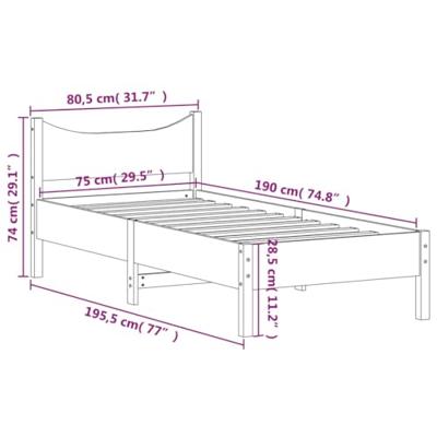 Bedframe massief grenenhout 75x190 cm