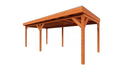Trendhout Overkapping Casa 660x330 cm- Plat dak- Onbehandeld lariks Douglas hout- Trendhout