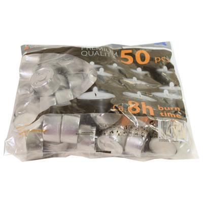 Cosy & Trendy theelichtjes 8H, wit, pak van 50 stuks