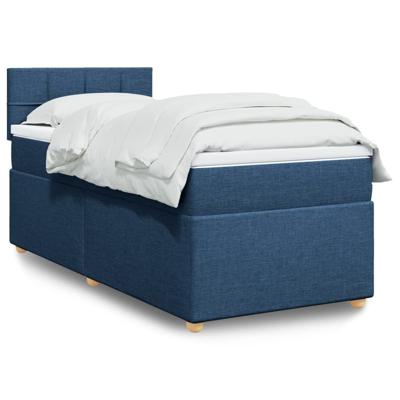 Boxspring met matras stof blauw 90x190 cm - thumbnail