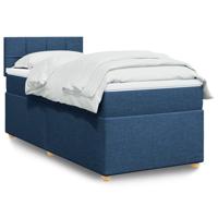 Boxspring met matras stof blauw 90x190 cm - thumbnail
