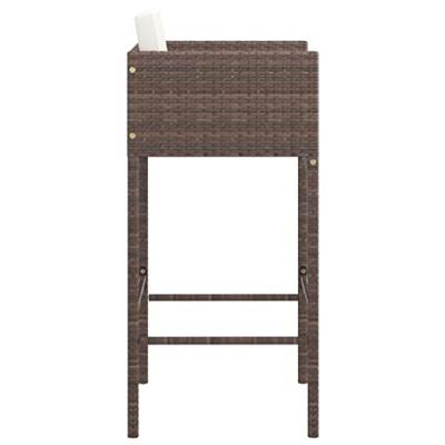 Barkrukken 4 st met kussens poly rattan bruin - thumbnail
