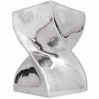 VidaXL Kruk/bijzettafel in gedraaide vorm zilver aluminium - thumbnail